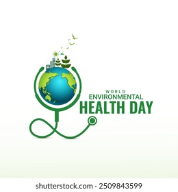 World Environmental Health Day creative green natural ecological eco-friendly concept idea design background social media banner poster web, World Health Day. Global Health Awareness Concept.