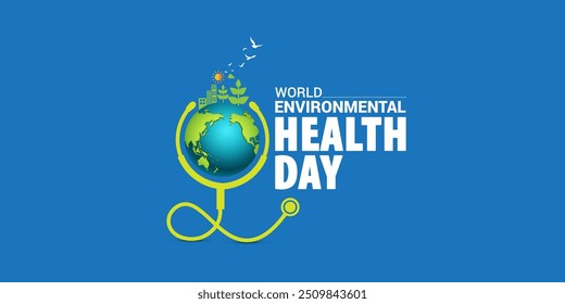 Día Mundial de la Salud Ambiental creativo verde natural ecológico ecológico concepto amigable con el medio ambiente concepto de diseño de fondo de redes sociales Anuncio Web de póster, Día Mundial de la Salud. Concepto de Concienciación Mundial sobre la Salud.