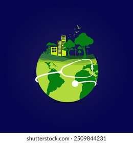 Dia Mundial da Saúde Ambiental criativo verde natural ecológico conceito ecológico ideia design fundo mídias sociais banner poster web, Dia Mundial da Saúde. Conceito de conscientização global da saúde.