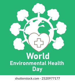 World Environmental Health Day poster, concept design, post, template and banner. Environmental Health Day with doctor, health and earth symbols. celebrated on 26 September.