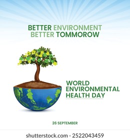 world Environmental health day poster design, global Environment concept design, healthy life, 26 September