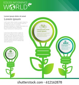 World Environmental Protection Green Energy Ecology Infographics Banner With Copy Space Vector Illustration