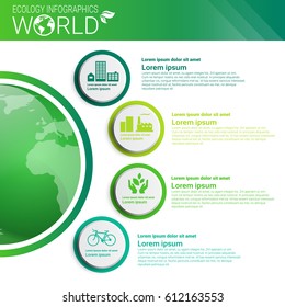 World Environmental Protection Green Energy Ecology Infographics Banner With Copy Space Vector Illustration