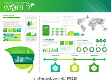 World Environmental Protection Green Energy Ecology Infographics Banner With Copy Space Vector Illustration