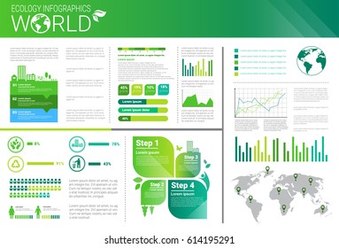 World Environmental Protection Green Energy Ecology Infographics Banner With Copy Space Vector Illustration