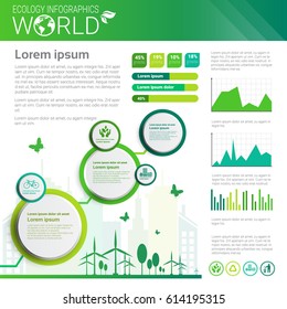 World Environmental Protection Green Energy Ecology Infographics Banner With Copy Space Vector Illustration