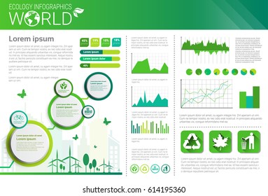 World Environmental Protection Green Energy Ecology Infographics Banner With Copy Space Vector Illustration