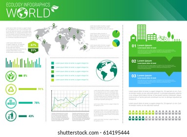 World Environmental Protection Green Energy Ecology Infographics Banner With Copy Space Vector Illustration