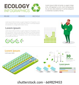 World Environmental Protection Green Energy Ecology Infographics Banner With Copy Space Vector Illustration
