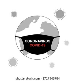 World Epidemic Coronavirus( 2019-nCoV). Planet earth in a medical mask. Hand-drawn vector illustration