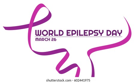 World epilepsy day awareness ribbon.  Vector graphic purple awareness ribbon on a isolated white background. Emblem of World Epilepsy Day concept 26 of March