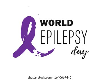 World epilepsy day. Purple ribbon. Illustration for the Day of Solidarity of Epilepsy. Epilepsy solidarity symbol. Banner with epilepsy awareness ribbon. Lavender awareness ribbon. Vector.
