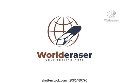 World eraser logo design. vector