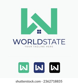 World Estate Logo Design Template with Letter W and Housing concept