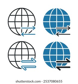 Weltweite Erweiterung, Export-Import-Symbol. Illustrationsvektor