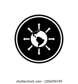 World expansion round glyph icon, Social Community icon isolated on white background