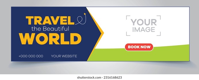 mundo explorar viajes web moderna plantilla de banner creativo con diseño de texto simple y sus hermosas imágenes