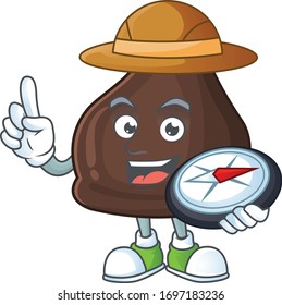 World explorer chocolate conitos cartoon design style using compass