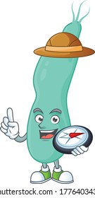World explorer helicobacter pylory cartoon design style using compass. Vector illustration