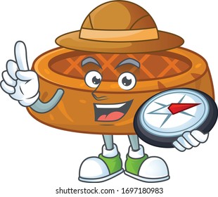 World explorer peanut cookies cartoon design style using compass