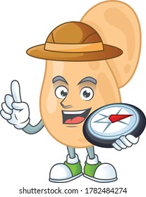 World explorer sarcina cartoon design style using compass. Vector illustration