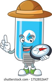 World explorer wall hand sanitizer cartoon design style using compass