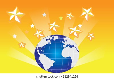 World explosion background with many stars