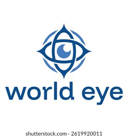 Diseño de logotipo minimalista de World Eye Flat