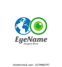 World Eye Logo Design Template. Eye World logo concept vector. Creative Icon Symbol