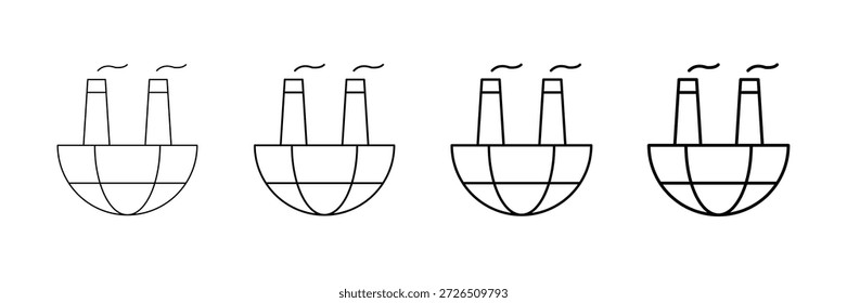 Vector de los iconos de la fábrica del mundo fijado en diverso estilo de la línea del movimiento
