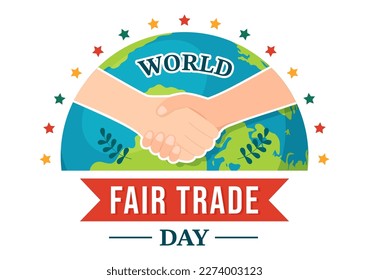 World Fair Trade Day Illustration with Scales Digitally, Climate Justice and Planet Economic in Flat Cartoon Hand Drawn for Landing Page Templates