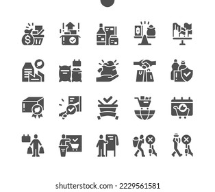 World Fair Trade Day in May. Export of goods. Calendar. Holiday. Eco trade. Conferences and seminars. Vector Solid Icons. Simple Pictogram