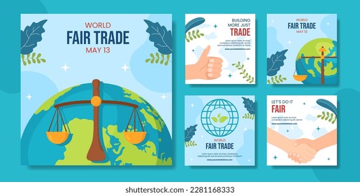 World Fair Trade Day Social Media Post Flat Cartoon Hand Drawn Templates Background Illustration