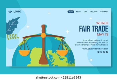 World Fair Trade Day Social Media Landing Page Flat Cartoon Hand Drawn Template Illustration