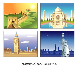 world famous building vector