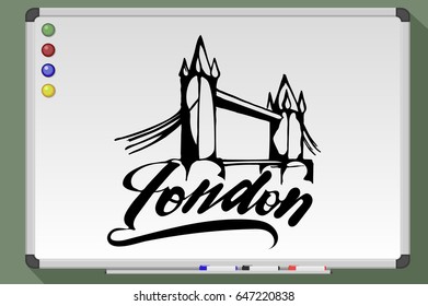 World famous capitals. Whiteboard vector stock illustration. London, England, Great Britain, UK