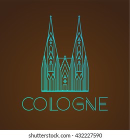 La famosa catedral de Colonia. Los mejores monumentos de Europa. Icono vector lineal para Koln Alemania. Signo de viaje