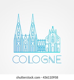 World famous Cologne cathedral. Greatest Landmarks of europe.. Linear vector icon for Koln Germany. Travel sign