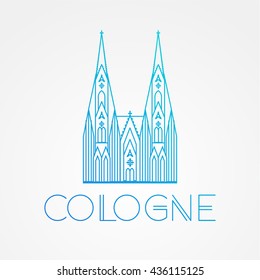 World famous Cologne cathedral. Greatest Landmarks of europe.. Linear vector icon for Koln Germany. Minimalist one line travel sign