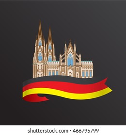 World famous Cologne cathedral. Greatest Landmarks of europe.. Linear vector icon for Koln Germany.