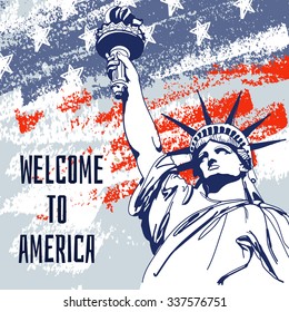 World Famous Landmark Of America  Statue Liberty  Welcome To America