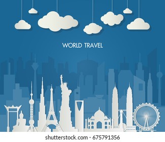 World famous Landmark. Global Travel And Journey Infographic Bag. Vector Flat Design Template.vector/illustration.Can be used for your banner, business, education, website or any artwork.