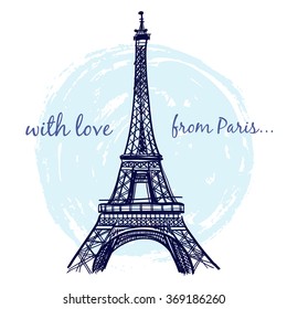 World famous landmark series: Eiffel Tower, Paris, France. With love from Paris.