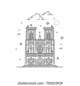 World famous landmarks collection. Line vector icon