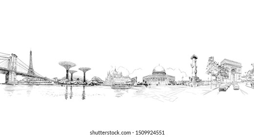 World Monuments Line Art Images Stock Photos Vectors Shutterstock