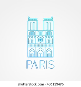 World famous Notre Dame de Paris. Greatest Landmarks of europe.. Linear vector icon for Paris France. Minimalist one line travel sign