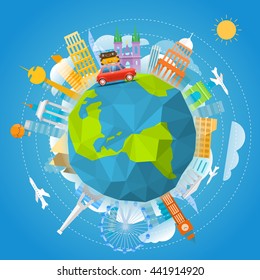 World famous signts abstract silhouettes collection. Travel concept vector 
illustration