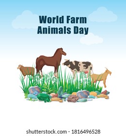 World Farm Animals Day Blue Background Vector