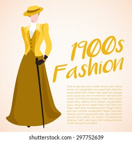 World Fashion History Set : 1900s : Vector Illustration