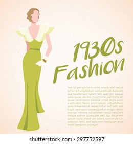 World Fashion History Set : 1930s : Vector Illustration